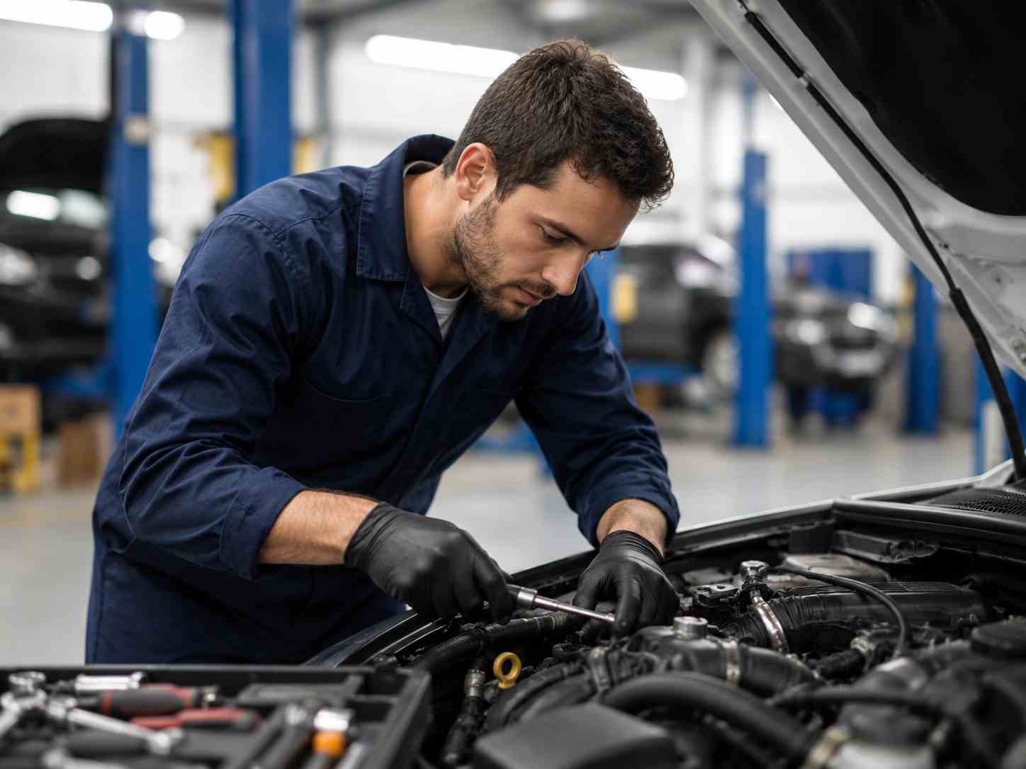 Car repair in progress with customer updates Dubai